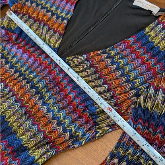 Ramy Brook Maya Striped Zigzag Flare-Sleeve A-line Mini Dress, size XXS - Picture 6 of 10